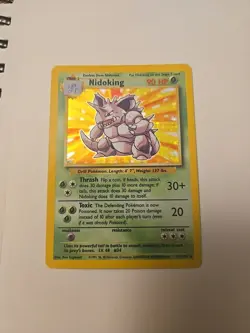 Pokemon Nidoking Base Set 11/102 Rare Holographic Card Holo 1995 PN01 - Image 1