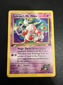 Pokemon TCG Sabrina's Mr. Mime Gym Challenge Card 1st Edition 59/132 - Image 1