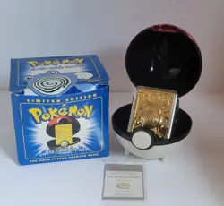 1999 Pokemon Burger King POLIWHIRL 23K Gold-Plated Trading Card Pokeball COA - Image 1