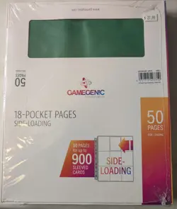 Gamegenic Card Storage 18-Pocket Side Loading Pages Green - Image 1
