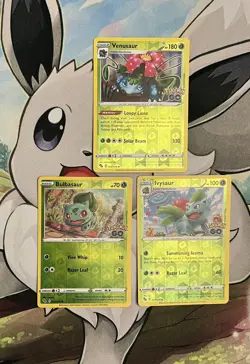 Bulbasaur Ivysaur Venusaur Pokemon Go Cards Reverse Holo Rare Complete Evolution - Image 1