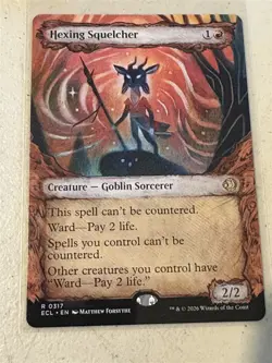 mtg showcase Hexing Squelcher, goblin sorcerer, Lorwyn Eclipsed, unplayed - Image 1