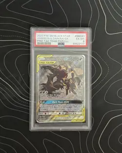 Pokemon TCG PSA 6 Umbreon and Darkrai GX Tag Team Full Art - Image 1