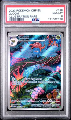 2023 POKEMON OBF EN-OBSIDIAN FLAMES ILLUSTRATION RARE #198 GLOOM PSA 8 - Image 1