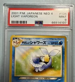 Pokemon Japanese Light Vaporeon No. 134 Neo 4 PSA 9 MINT - Image 2