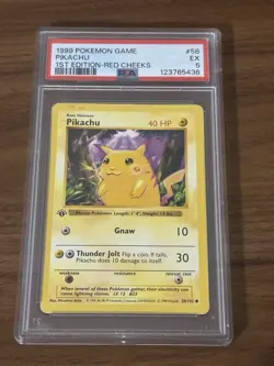 1999 Pokemon Base Set Pikachu 1st Edition Red Cheeks PSA 5 - Image 1