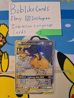 Pokemon TCG Indonesia Raichu & Alolan Raichu GX alt art 224/205 SR 1 - Image 1