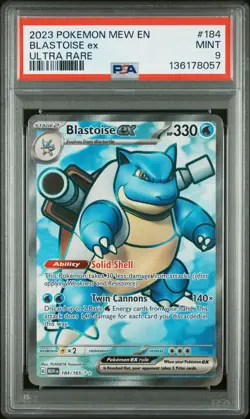 2023 POKEMON MEW EN-151 ULTRA RARE #184 BLASTOISE EX PSA 9 - Image 1