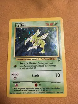 2000 Pokemon Base Set 2 Scyther Holo Rare #17/130 - Image 1