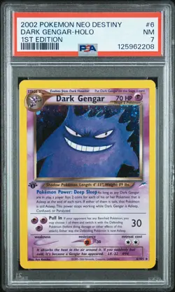 2002 POKEMON NEO DESTINY 1ST ED #6 DARK GENGAR-HOLO PSA 7 - Image 1