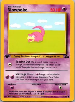 Pokemon TCG Slowpoke 55/62 Fossil LP 1st Edition - Image 1