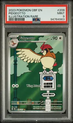 2023 POKEMON OBF EN-OBSIDIAN FLAMES ILLUSTRATION RARE #208 PIDGEOTTO PSA 9 - Image 1