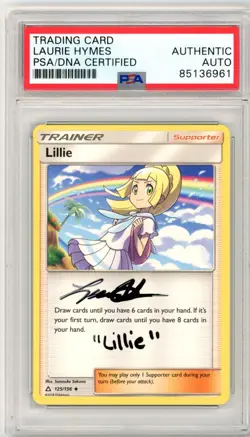 PSA Signed Laurie Hymes Pokemon TCG Lillie Ultra Prism 125/156 Regular Uncommon - Image 1