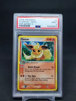 2006 Flareon 2/17 Pop Series 3 Holo PSA 9 Mint Pokemon TCG - Image 1