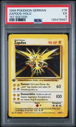 1999 POKEMON GAME #16 ZAPDOS-HOLO 1ST EDITION (PSA 5) German - Image 1