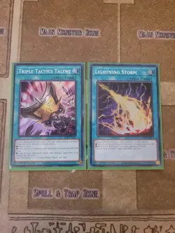YUGIOH TRIPLE TACTICS TALENT SUPER + LIGHTNING STORM RA01 SUPER 1ST ED NM - Image 1