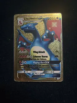 Pokemon Charizard GX Gold Foil Fan Art Card HP250 Pokemon - Image 1