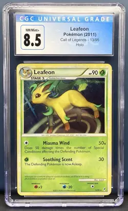 CGC 8.5 MINT Leafeon 2011 Call of Legends 13/95 Holo Rare Pokemon Card - Image 1