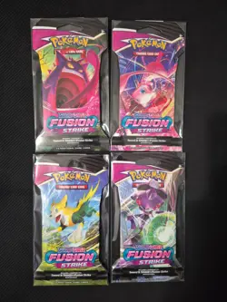 Fusion Strike Sealed Sleeved Pokemon Booster Card Artset Art Set - 4 Total Packs - Image 1