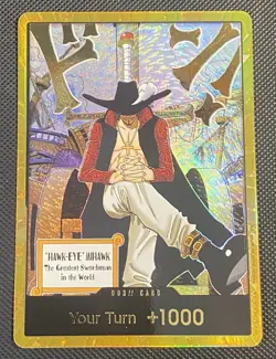 One Piece Card Gold Frame Dracule Mihawk DON!! Card OP14 THE AZURE SEA'S SEVEN - Image 1