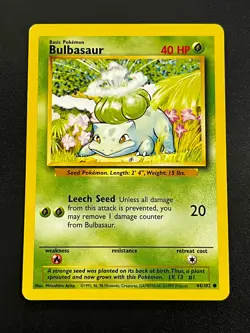 Bulbasaur 44/102 - Base Set Vintage WOTC Pokemon TCG Card LP - Image 1