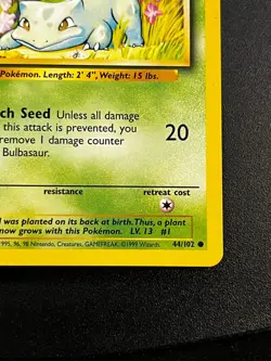 Bulbasaur 44/102 - Base Set Vintage WOTC Pokemon TCG Card LP - Image 3