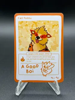 Pokedoodles Fire Doggy 42/90 - Pokemon Arcanine Fan Art Card - Image 1