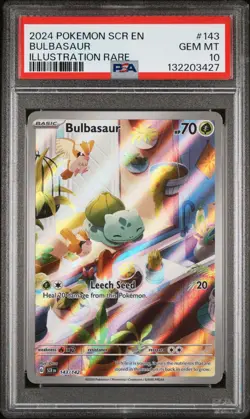 2024 POKEMON SCR EN-STELLAR CROWN ILLUSTRATION RARE #143 BULBASAUR PSA 10 - Image 1