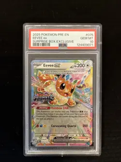 Eevee ex #75/131 Stamped PSA 10 - 2025 Pokemon Prismatic Evolutions Surprise Box - Image 1