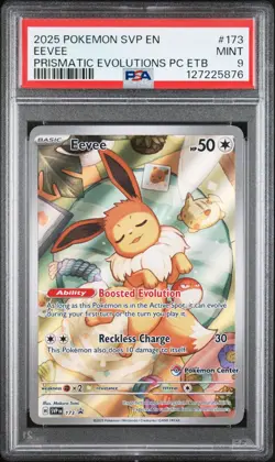 EEVEE POKEMON CENTER STAMP 2025 POKEMON SVP EN-SV BLACK STAR PROMO #173 PE PSA 9 - Image 1