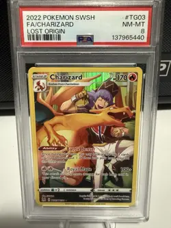 2022 POKEMON SWORD & SHIELD LOST ORIGIN #TG03 FULL ART/CHARIZARD PSA 8 - Image 1