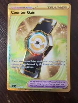 Pokemon TCG Counter Gain 249/191 Surging Sparks Trainer Hyper Rare Full Art Gold - Image 1