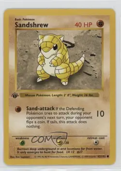 Sandshrew Shadowless 1st Ed. Pokemon Base Set #62 1999 - Image 1