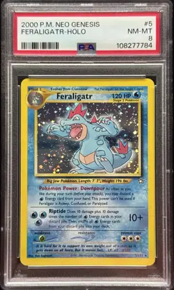 2000 Pokemon Neo Genesis Feraligatr Unlimited Holo #5 - PSA 8 - Image 1