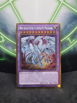 Yugioh Neo Blue-Eyes Ultimate Dragon MVP1-ENG01 Gold Rare 1st Edition LP - Image 1