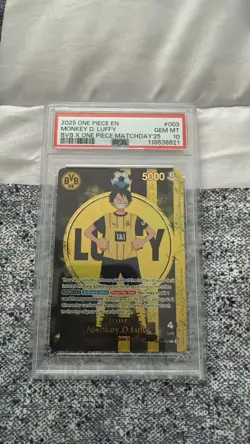 2025 ONE PIECE PROMOS BVB X ONE PIECE MATCH DAY 2025 #003 MONKEY D. LUFFY PSA 10 - Image 1