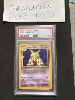 POKEMON CARD Alakazam 1/102 1ST- PSA 5-Italian- Set Base-swirl-Exc! - Image 1