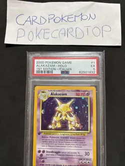 POKEMON CARD Alakazam 1/102 1ST- PSA 5-Italian- Set Base-swirl-Exc! - Image 2
