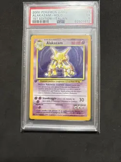 POKEMON CARD Alakazam 1/102 1ST- PSA 5-Italian- Set Base-swirl-Exc! - Image 3