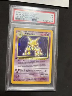 POKEMON CARD Alakazam 1/102 1ST- PSA 5-Italian- Set Base-swirl-Exc! - Image 4