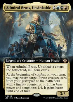 1 x Admiral Brass, Unsinkable - Foil - Extended Art - Commander: The Lost Cavern - Image 1
