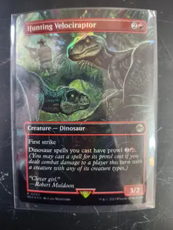 MTG Magic REX Jurassic World Collection Hunting Velociraptor (Borderless) #0004 - Image 1