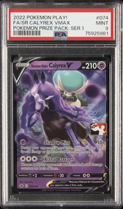 2022-2023 POKEMON PLAY! POKEMON PRIZE PACK #074 SHADOW RIDER CALYREX V PSA 9 - Image 1
