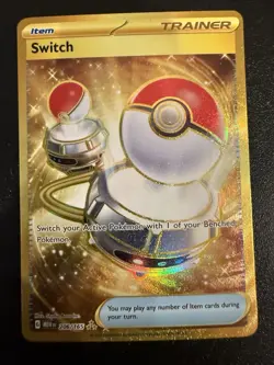 Pokemon TCG Switch Trainer Full Art Hyper Rare Gold Card 206/165 - Image 1