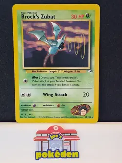 Brock's Zubat 24/132 Rare Gym Heroes Set Pokemon WOTC LP-NM - Image 1