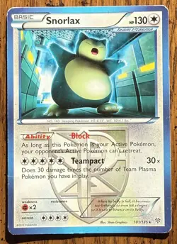 Snorlax (Team Plasma) 101/135 Rare Normal Pokemon Plasma Storm Card TCG - Image 1