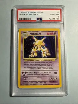 1999 Pokemon Alakazam TCG Holo Card Base Set, 1/102, PSA 8 - Image 1