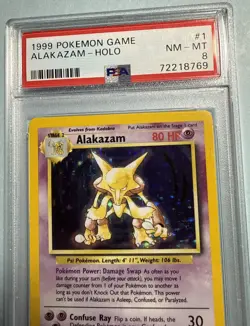 1999 Pokemon Alakazam TCG Holo Card Base Set, 1/102, PSA 8 - Image 3