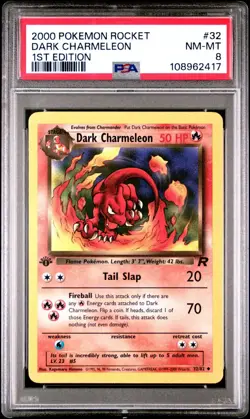 2000 Pokemon Rocket 32 DARK CHARMELEON 1ST Edition, PSA 8, NM-MINT - Image 1