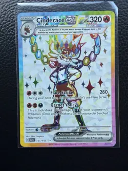 Pokemon 2024 Stellar Crown Cinderace EX #157/142 Ultra Rare NM - Image 1